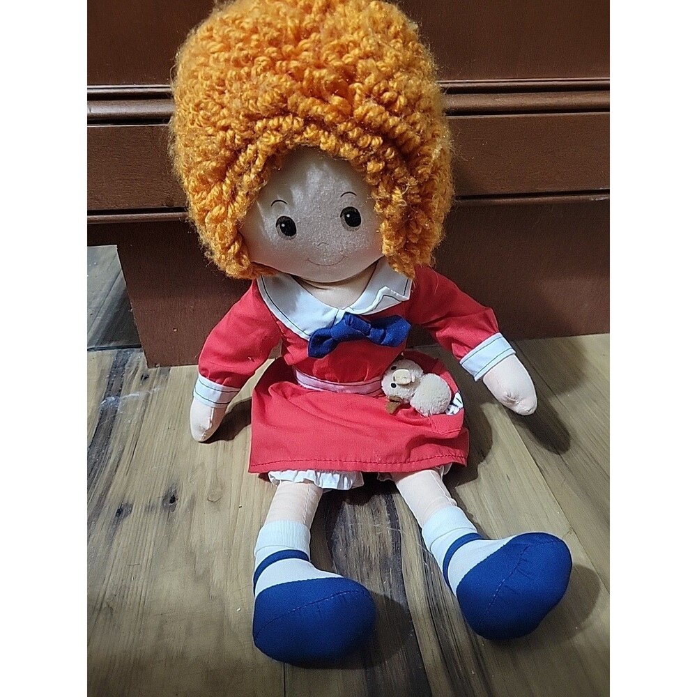 Little Orphan Annie Plush Doll w/Pocket Dog Sandy Vtg 1982 Knickerbocker